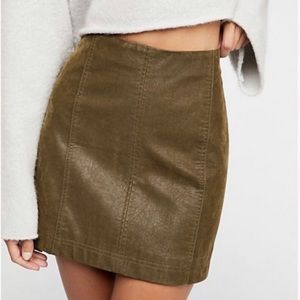 Free People Olive Modern Femme Vegan Leather Mini Skirt